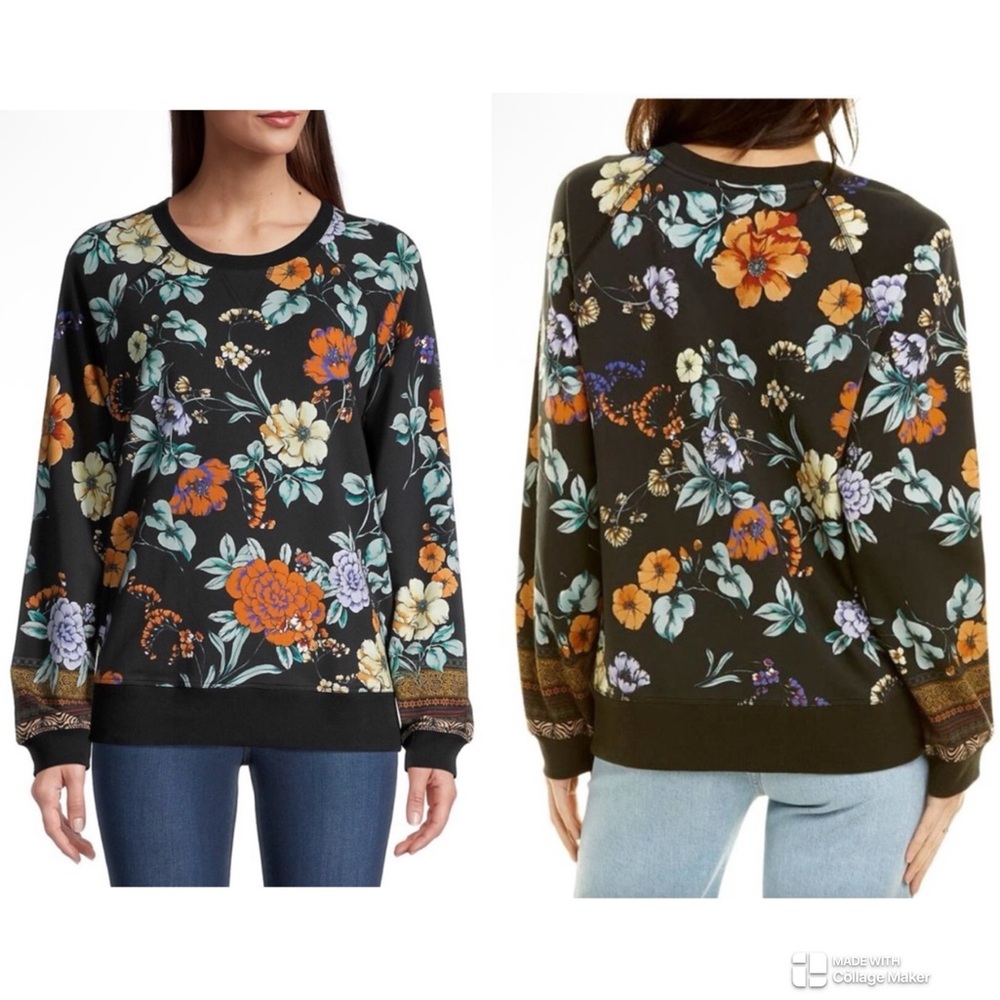 Johnny Was Golden Spring Raglan Crew Neck Sweatshirt